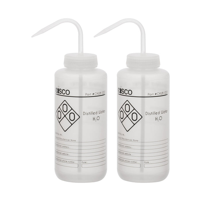 2PK Performance Plastic Wash Bottle, Distilled Water, 1000 ml - Labeled (1 Color)