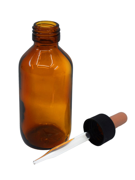6PK Dropping Bottles, 100ml (3.3oz) - Screw Cap with Glass Dropper - Soda Glass