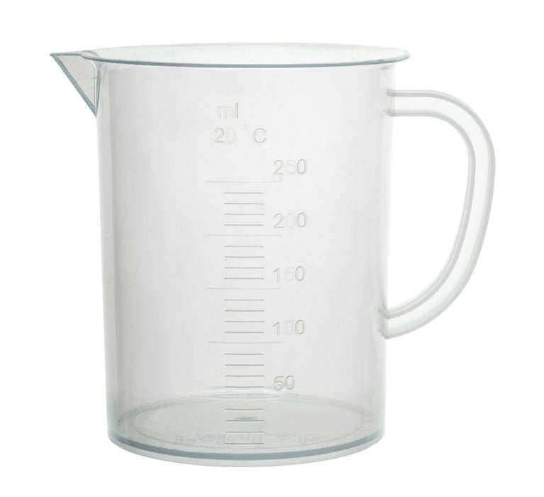 Plastic Pitcher, 250mL - Molded Graduations - Chemical Resistant & Autoclavable Polypropylene