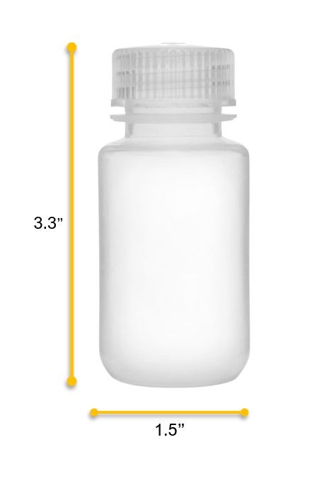 Reagent Bottle, 60ml - Wide Mouth, Screw Cap - Polypropylene