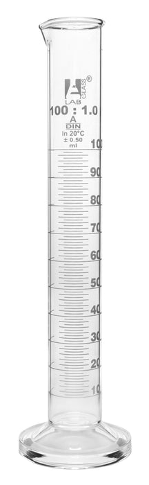 Graduated Cylinder, 100ml - Class A - White Graduations, Round Base