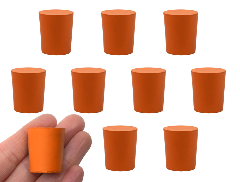 10PK Rubber Stoppers - Solid - 21mm Bottom, 24mm Top, 28mm Length