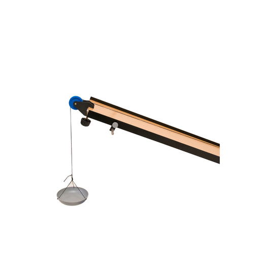 Inclined Plane Experiment Set - MDF Wood Board with Plastic Rails (48"L x 5.25"W) - Hall's Cart, Hanging Pan, Clamp Pulley