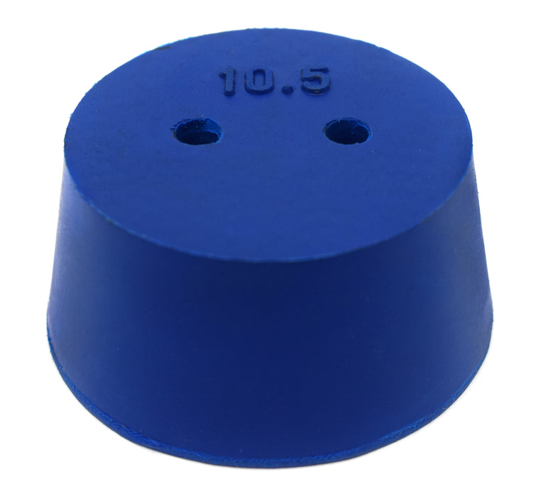 10PK Neoprene Stoppers, 2 Holes - ASTM - Size #10.5 - 45mm Bottom, 53mm Top, 25mm Length