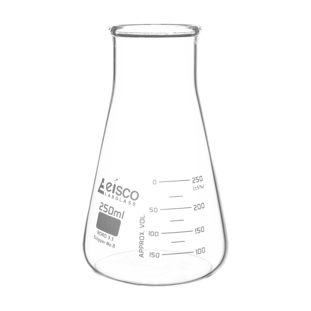 Erlenmeyer Flask, 250mL - Wide Neck - ASTM, Dual Graduated Scale