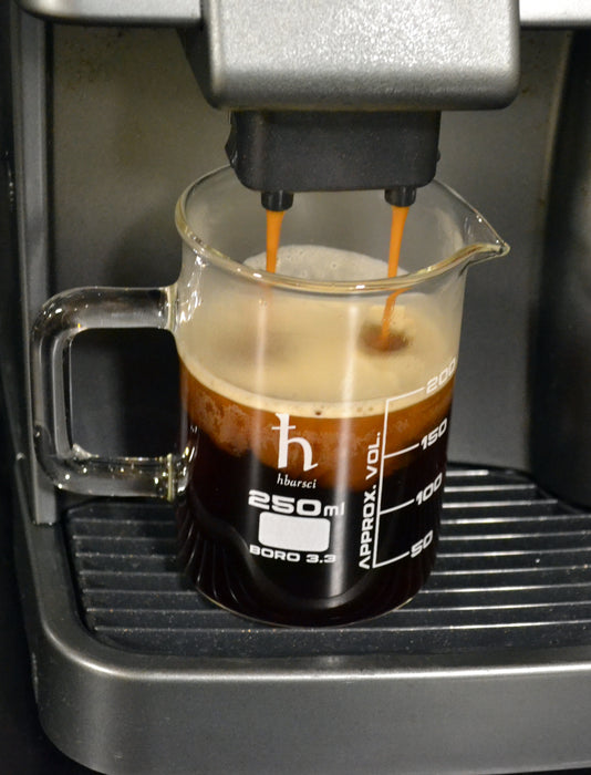 Premium Hand Crafted Beaker Mug, Thick Borosilicate 3.3 Glass, 8.4oz (250mL) Capacity - Small Size - Tea or Espresso Sized