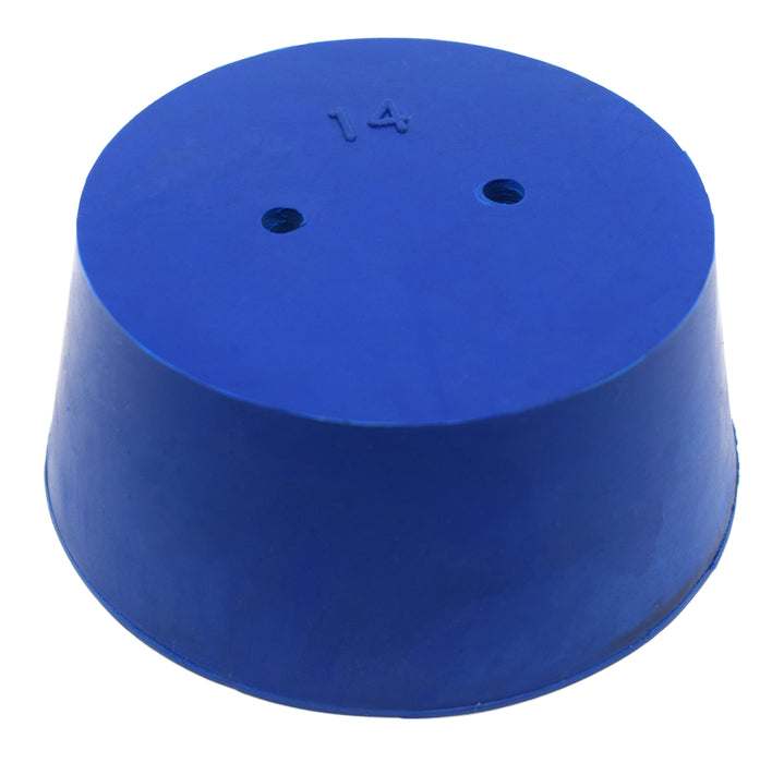 10PK Neoprene Stoppers, 2 Holes - ASTM - Size #14 - 75mm Bottom, 90mm Top, 39mm Length