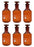 6PK Reagent Bottles, Amber, 125mL - Graduated - Narrow Mouth with Solid Glass Stopper - Borosilicate Glass