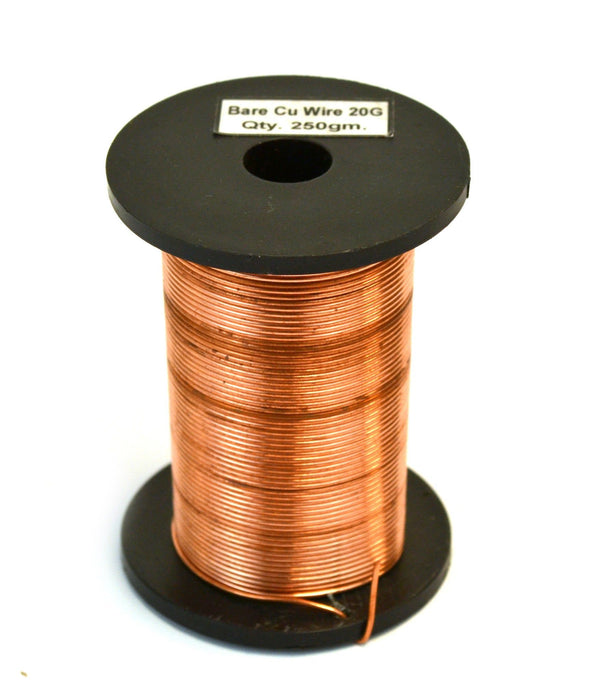 Copper Wire, Bare, 140ft Reel, 20 SWG (19 AWG) - 0.036" (0.91 mm) Dia.