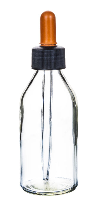 Dropping Bottle, 100ml (3.3oz) - Screw Cap with Glass Dropper - Soda Glass