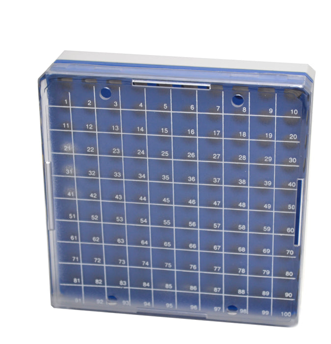 MCT Box - .5ml - 100 Holes - Polycarbonate Plastic - Printed Index on Lid