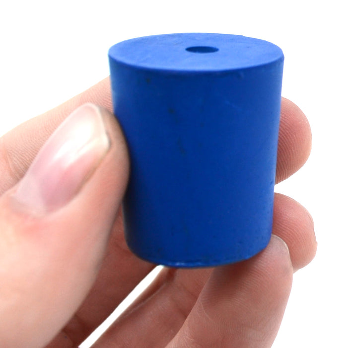 Neoprene Stoppers, 1 Hole - Blue - Size: 21mm Bottom, 24mm Top, 28mm Length - Pack of 10