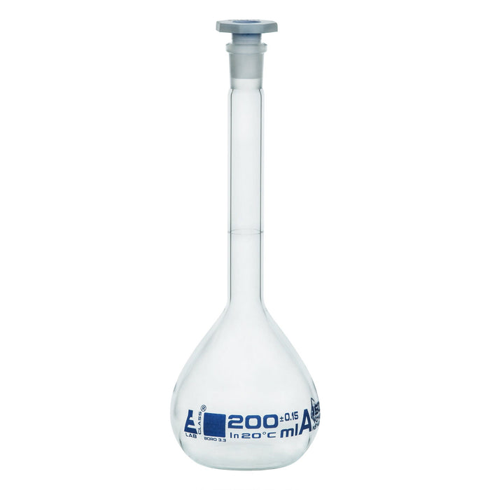 Volumetric Flask, 200ml - Class A - 14/23 Stopper - Includes Calibration Certificate