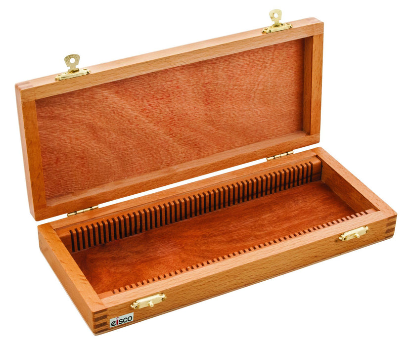 Wooden Slide Box for 50 slides, with Latches- Fits 75x25mm Slides - Eisco Labs