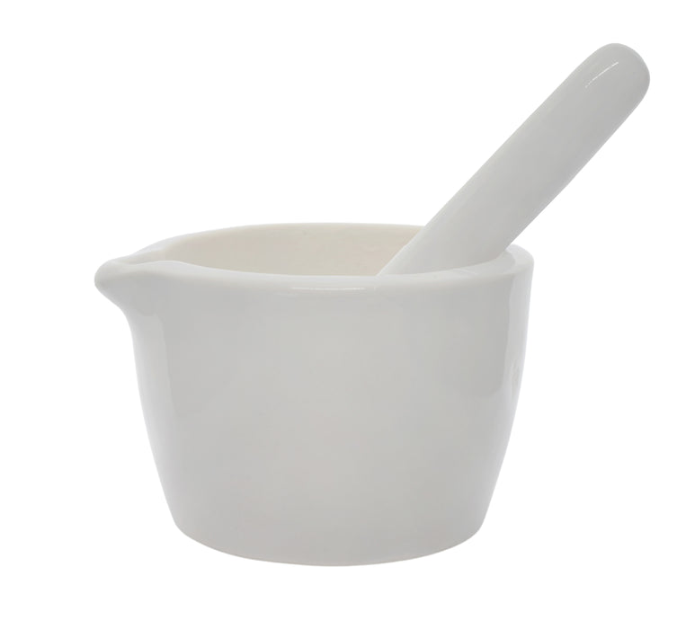 Porcelain Mortar & Pestle Set, 2.4oz - Heavy Duty Pattern - Unglazed Grinding Surface