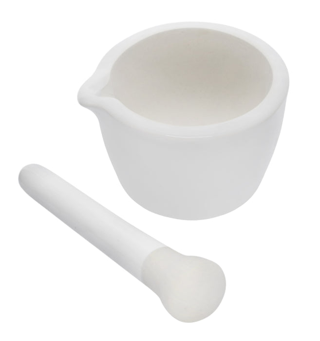 Porcelain Mortar & Pestle Set, 2.4oz - Heavy Duty Pattern - Unglazed Grinding Surface