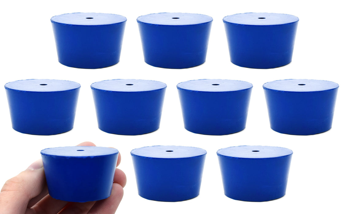 10PK Neoprene Stoppers, 1 Hole - ASTM - Size: #8.5 - 36mm Bottom, 43mm Top, 25mm Length