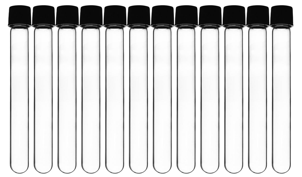 Culture Tube with Screw Cap, 15mL, 12/PK - 16x125mm - Round Bottom - Borosilicate Glass