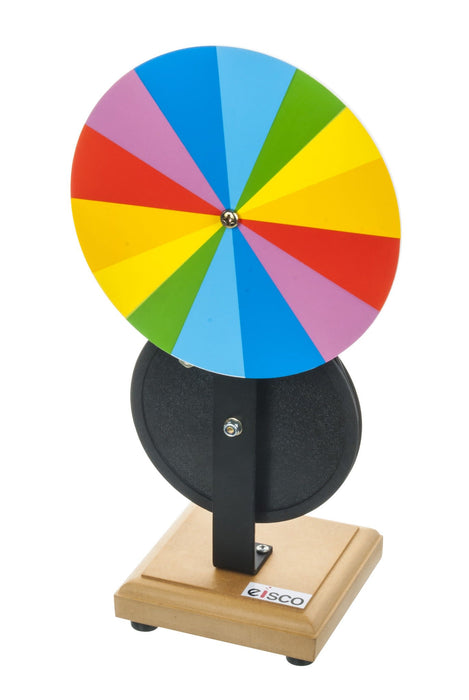 Newton's Color Disc, Hand Driven, Wooden Base, 13" Tall - Eisco Labs