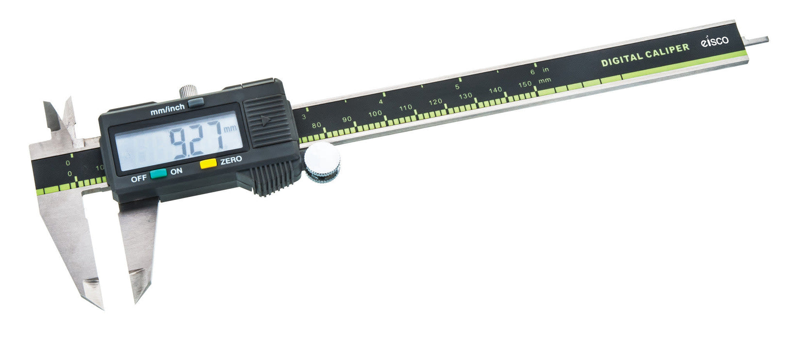 Digital Vernier Caliper - Measures in Milimiters and Inches, Zero Calibration, Large Digital Display - Stainless Steel Construction, Corrosion Resistant - Includes Storage Case - Eisco Labs