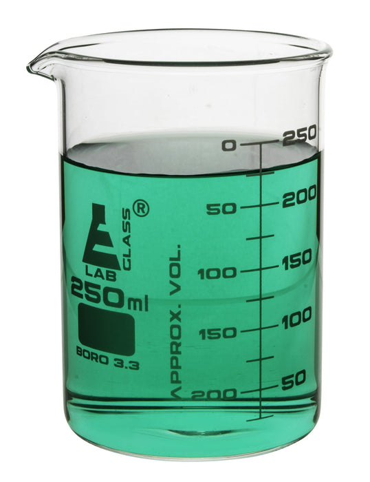 Beaker, 250ml - ASTM - Low Form, Dual Scale Graduations - Borosilicate Glass