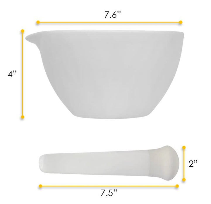 Porcelain Mortar & Pestle Set, 30oz - Heavy Duty Pattern - Unglazed Grinding Surface