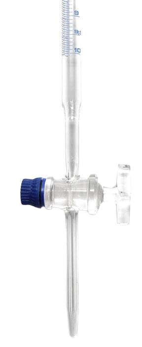 Burette, 50ml - Class B, DIN ISO 385, Borosilicate Glass with Glass Key Stopcock, 0.10ml Graduations - Eisco Labs