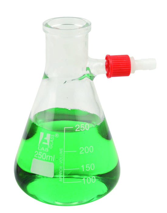 Filtering Flask, 5000ml - Borosilicate Glass - Conical Shape, with Integral Plastic Side Arm - White Graduations - Eisco Labs