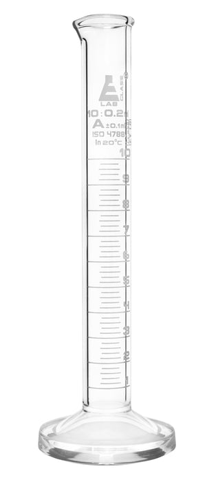 Graduated Cylinder, 10ml - Class A - White Graduations, Round Base
