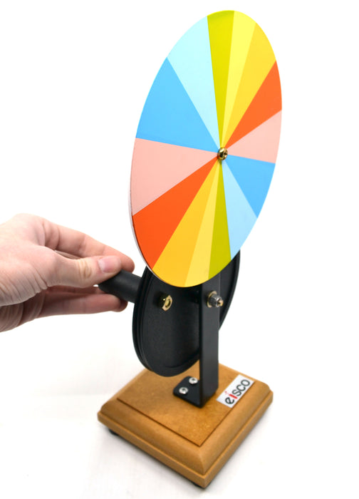 Newton's Color Disc, Hand Driven, Wooden Base, 13" Tall - Eisco Labs