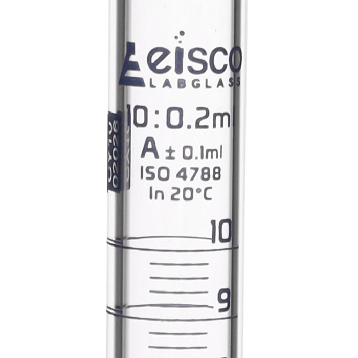 Graduated Cylinder, 10ml - Class A - Blue Graduations, Round Base