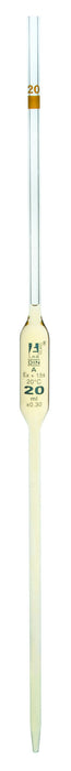 Volumetric Pipette, 20mL - Class A - Yellow Coded - Blue Graduation - Borosilicate Glass
