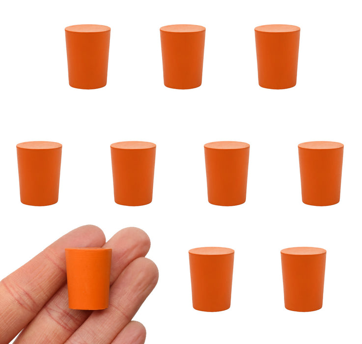 10PK Rubber Stoppers - Solid - 15mm Bottom, 18mm Top, 24mm Length