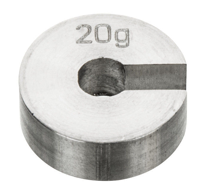 Eisco Labs - 20g Stainless Steel Slotted Mass – Durable Precision Weight with 3/4" Outer Diameter, Slotted for Lab, Physics & Educational Use, Single Pack