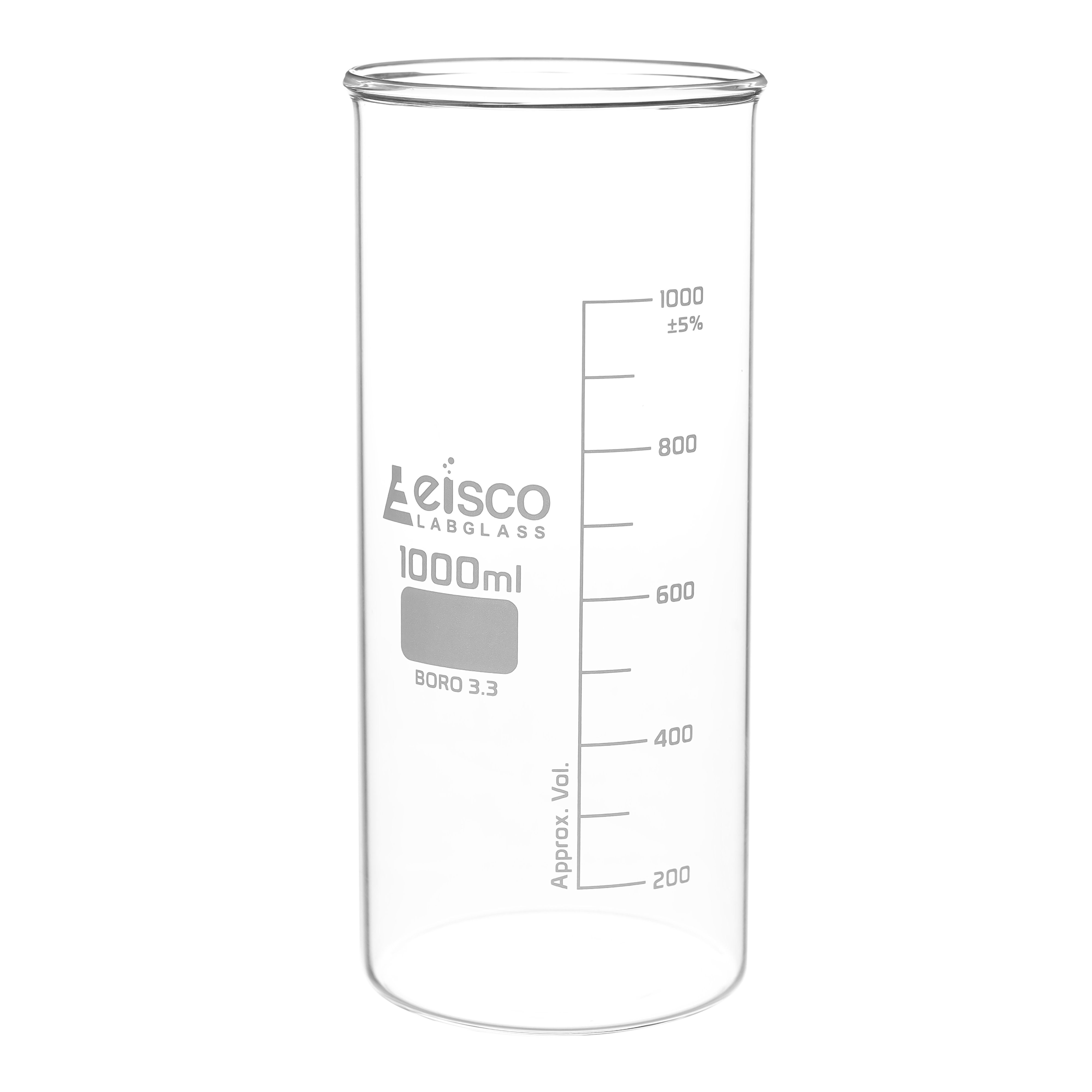 Becher 1000 Ml Eisco Becker In Vetro Borosilicato Eisco Labs - 1000 Ml, Forma Bassa, Graduazioni Da 100 Ml, Per Laboratorio Eko Basso - Foto 5