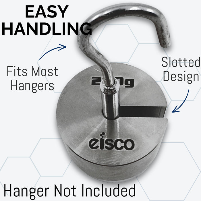 Eisco Labs - 200g Stainless Steel Slotted Mass – Durable Precision Weight with 1.5" Outer Diameter, Slotted for Lab, Physics & Educational Use, Single Pack