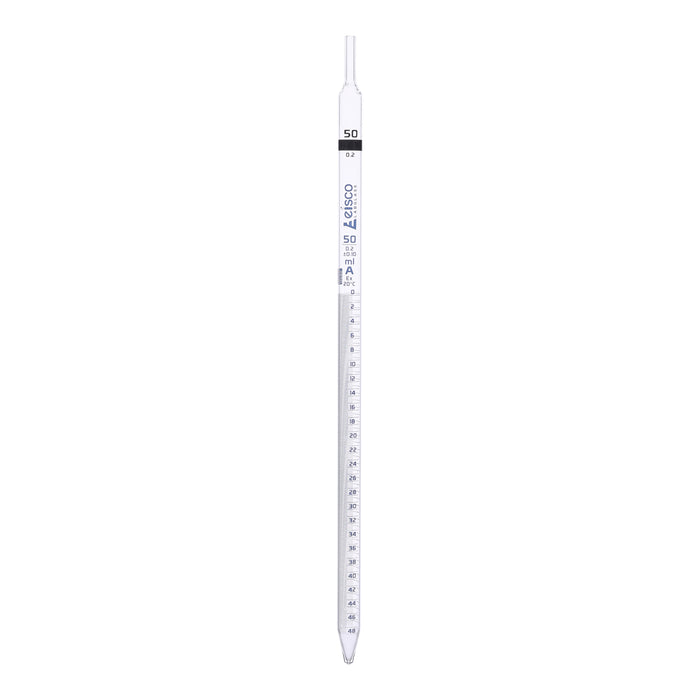 Serological Pipette, 50mL - Blue Markings - Class A, Tolerance ±0.10mL - Borosilicate 3.3 Glass