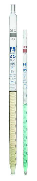Serological Pipette, 2ml - Class B, Tolerance ±0.020 - Blue Graduation - Color Code, Black - Borosilicate Glass - Eisco Labs