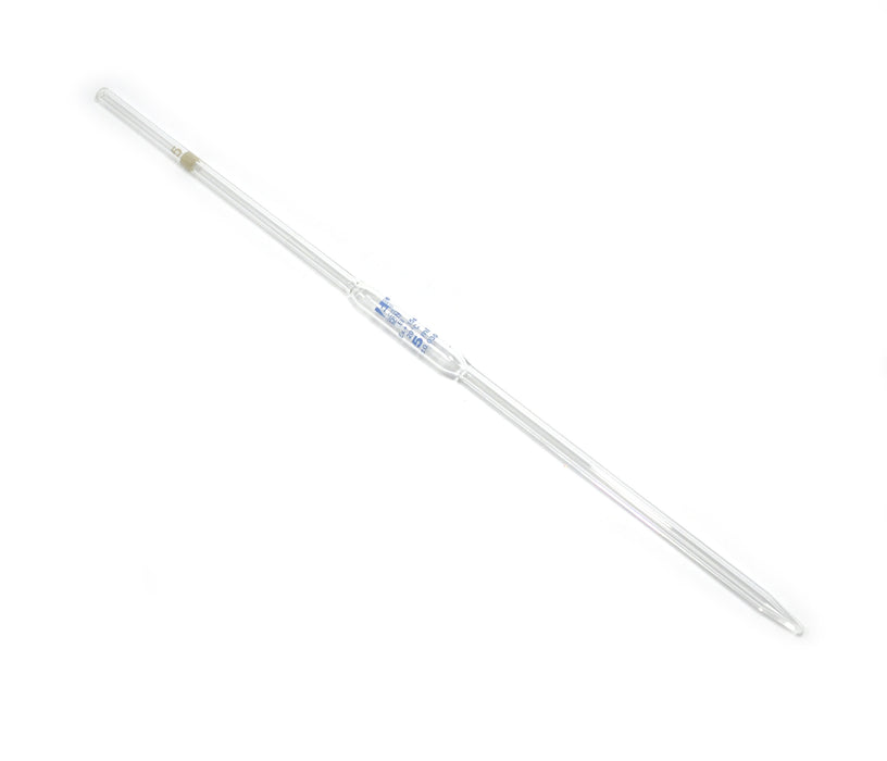 Bulb Form Pipette, 5ml - Class B, Tolerance ±0.030 - Blue Graduations - Color Code, White - Borosilicate Glass - Eisco Labs