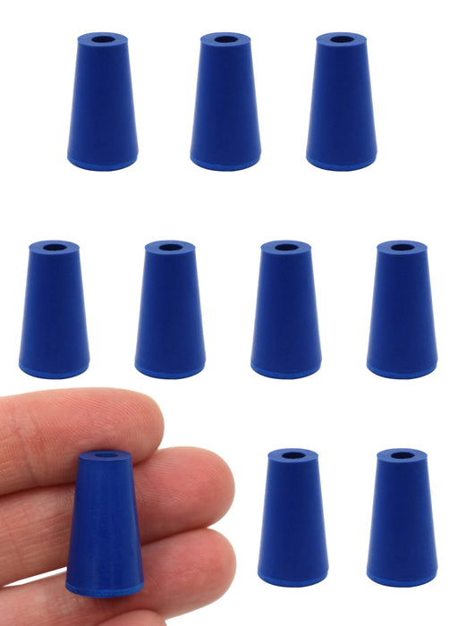 10PK Neoprene Stoppers, 1 Hole - ASTM - Size: #000 - 8.2mm Bottom, 12.7mm Top, 21mm Length