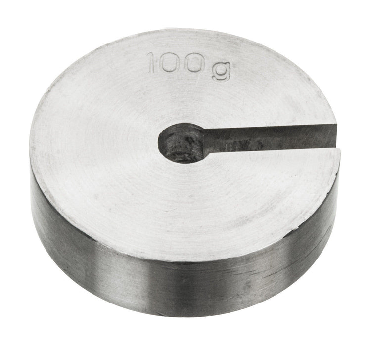 Eisco Labs - 100g Stainless Steel Slotted Mass – Durable Precision Weight with 1.5" Outer Diameter, Slotted for Lab, Physics & Educational Use, Single Use