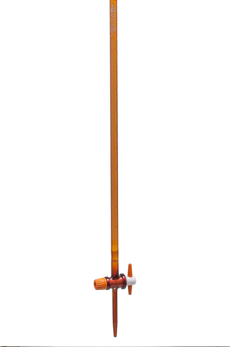 Burette, Amber, 10mL - Class A - With PTFE Stopcock - Borosilicate Glass