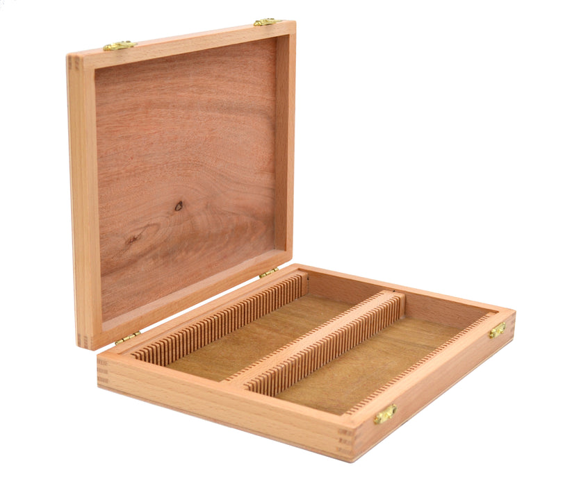 Wooden Slide Box for 100 slides, with Latches- Fits 75x25mm Slides - Eisco Labs