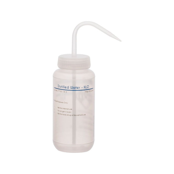 Performance Plastic Wash Bottle, Distilled Water, 500 ml - Labeled (2 Color)