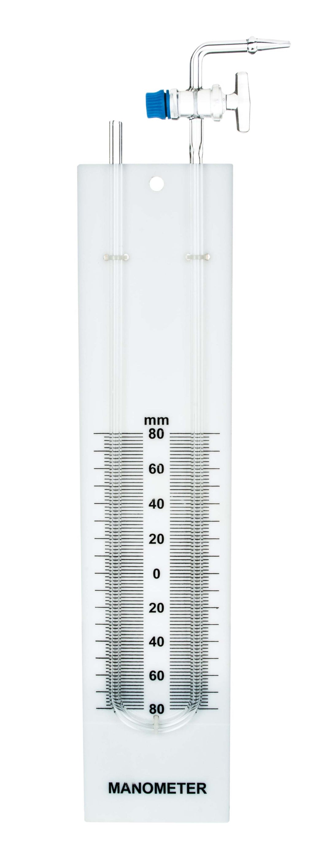 Manometer Attachment Glass Manometer, U-Tube - Built in Stopcock, Mounted on Back Plate wit ...