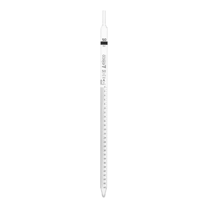 Serological Pipette, 50mL - White Markings - Class A, Tolerance ±0.10mL - Borosilicate 3.3 Glass