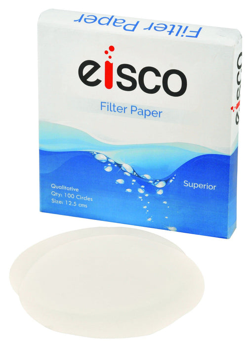 Premium Qualitative Filter Paper, 11cm Dia., 100/PK - Medium Speed (85 gsm) - 10µm Pore Size - Eisco Labs
