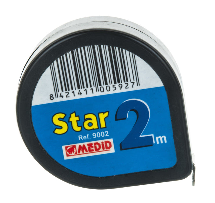 Tape Measure, 2 Meters - Flexible Steel, Enameled - Retractable, Locking Control - Eisco Labs