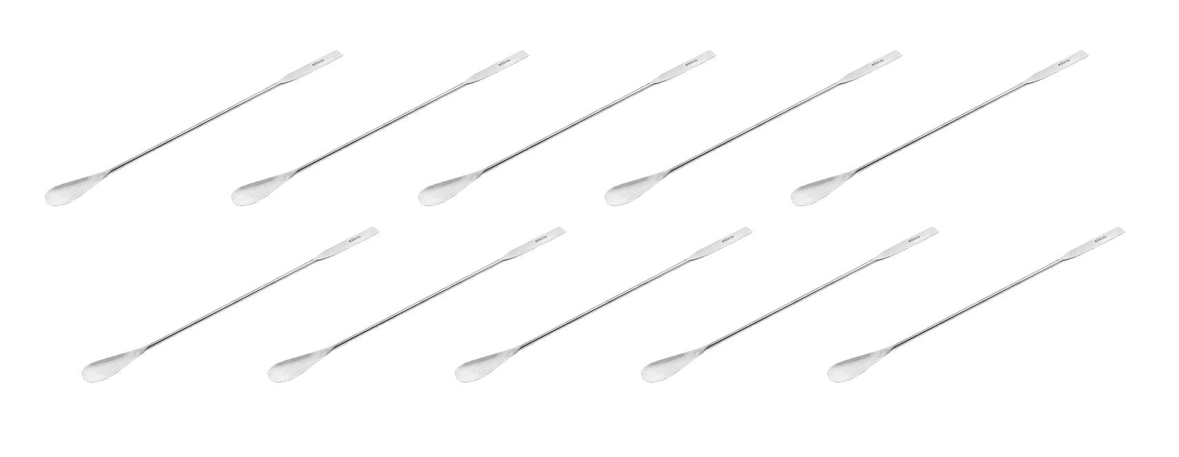 10PK Spatula Spoons, 9" - Stainless Steel - Flat End, Scoop End