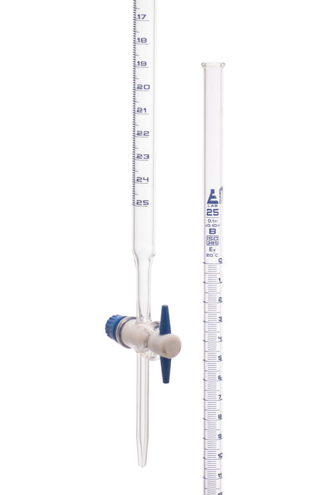Burettes - PTFE Key stopcock, Class 'B', 10 ml, Blue graduation